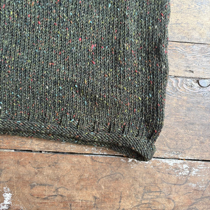 ARAN CRAFTS - Donegal Curl Neck Sweater - Forest Green