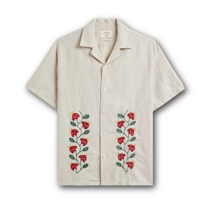 Portuguese Flannel - Branch Embroidery - Ecru