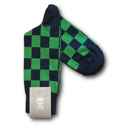 Navy and green checked socks sold at regent