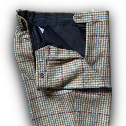 Regent - 'Glory' Trouser - Green and Russet Tweed with Burgundy Overcheck