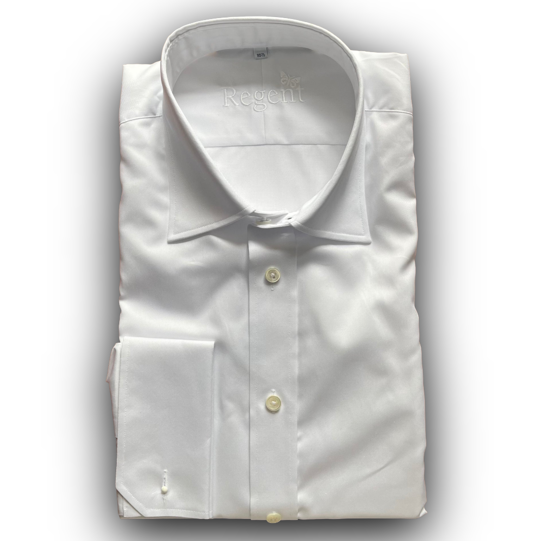 Twill double cuff regent shirt in the colour white