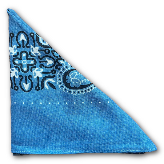 Regent - Cotton Hanky - Bandana - Petrol Blue Large Paisley