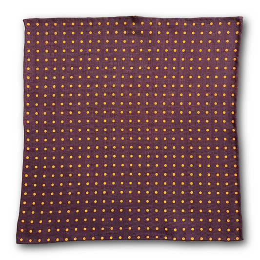 Regent - Wool Pocket Square - Burgundy/Orange Spot