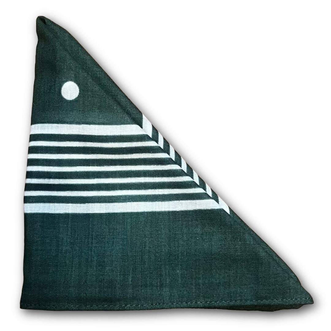 Regent - Cotton Hanky - Bandana - Green with White Spots and Stripe