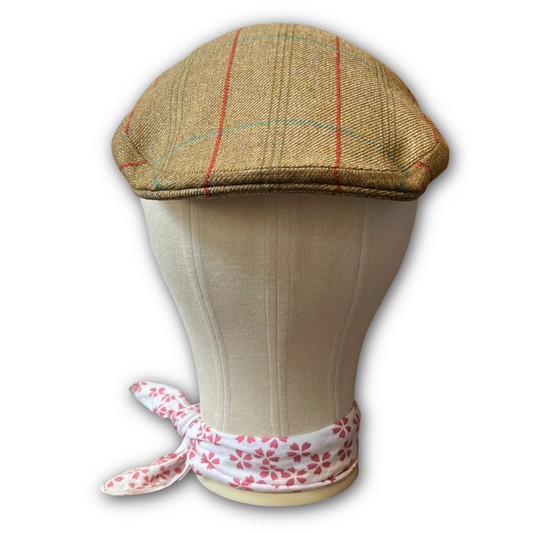 Golden green and green/red flat cap