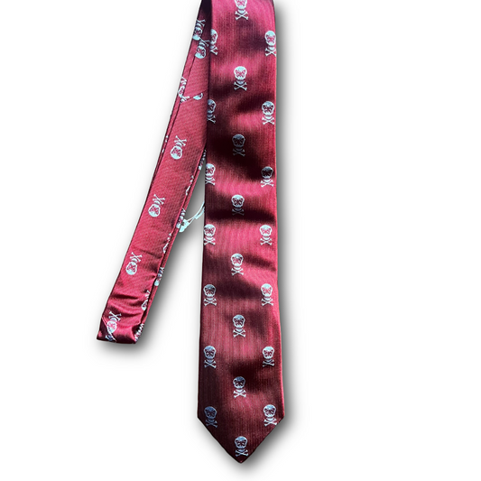 Regent - Woven Silk Tie - Red Skull & Crossbones