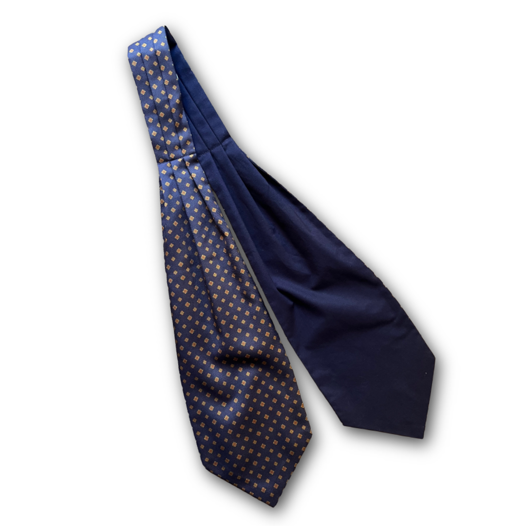Regent - Silk/Cotton Cravat - Geometric - Navy