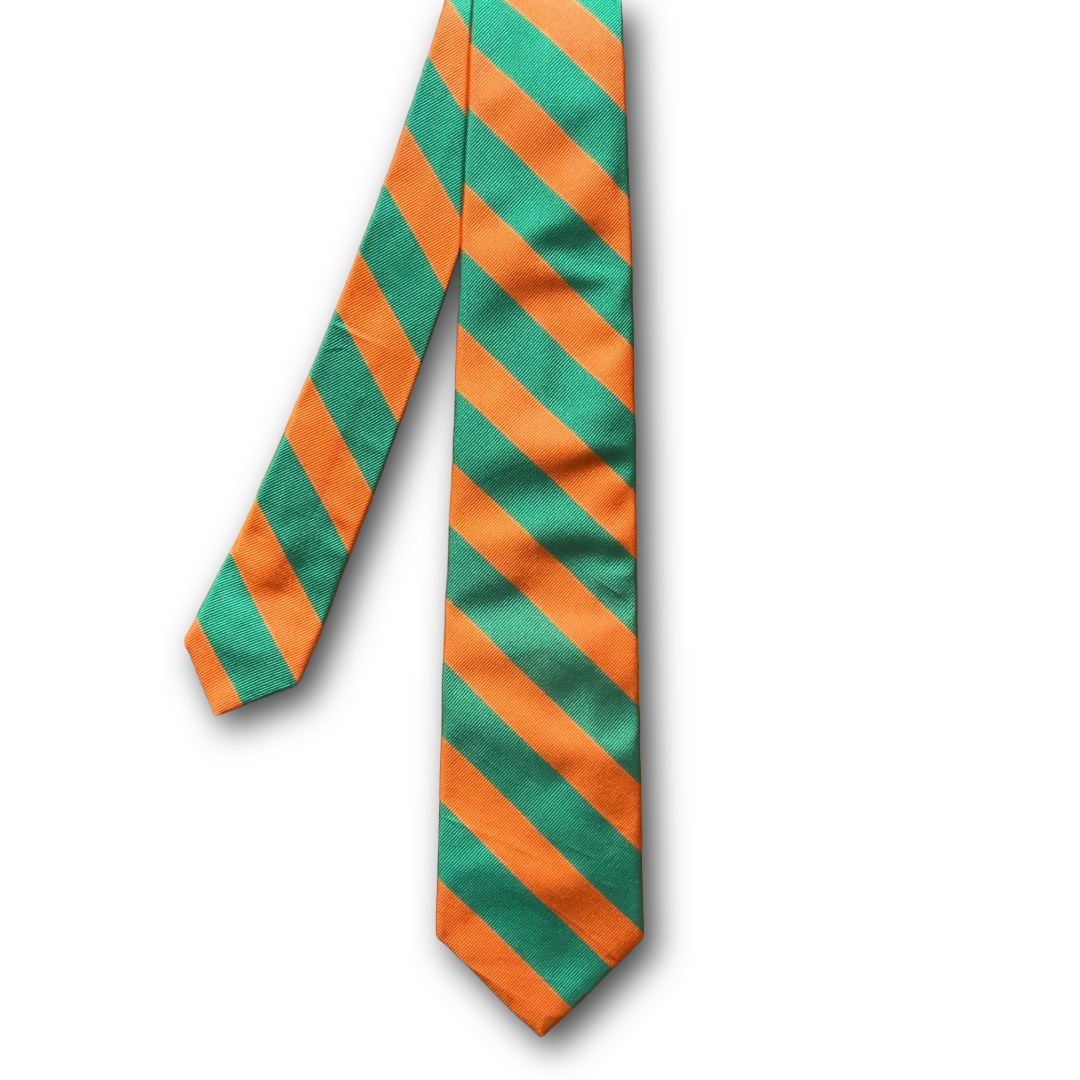 Regent Luxury Silk Tie - Orange & Green Stripes