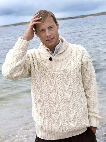 ARAN CRAFT - Shawl Collar - Natural