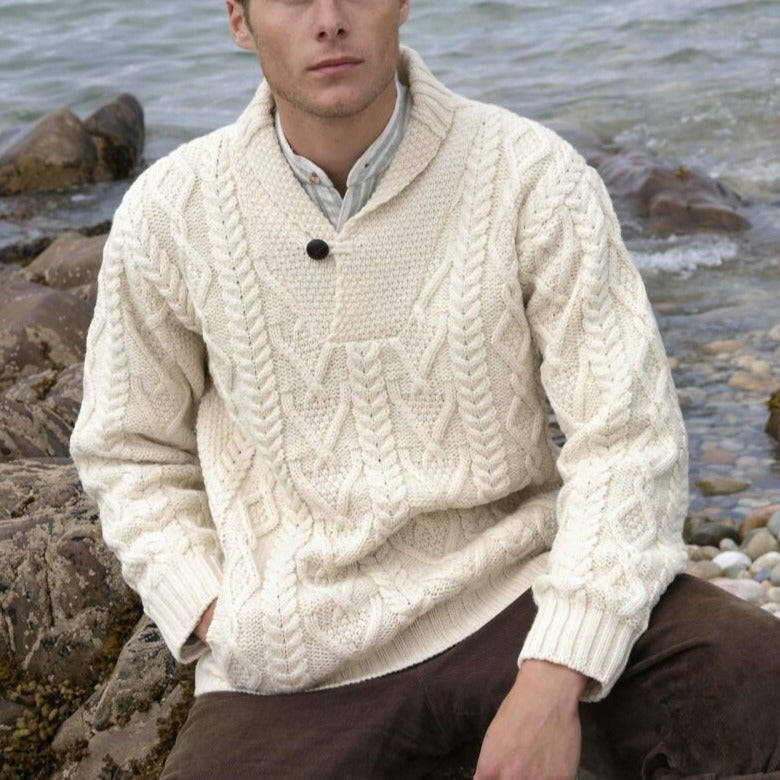 ARAN CRAFT - Shawl Collar - Natural