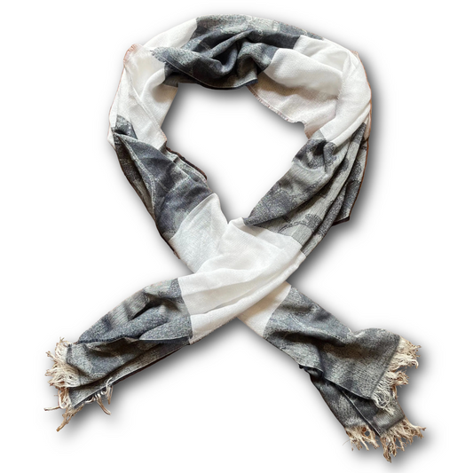 Regent - Lightweight Scarf - Floral Textured - Navy/White