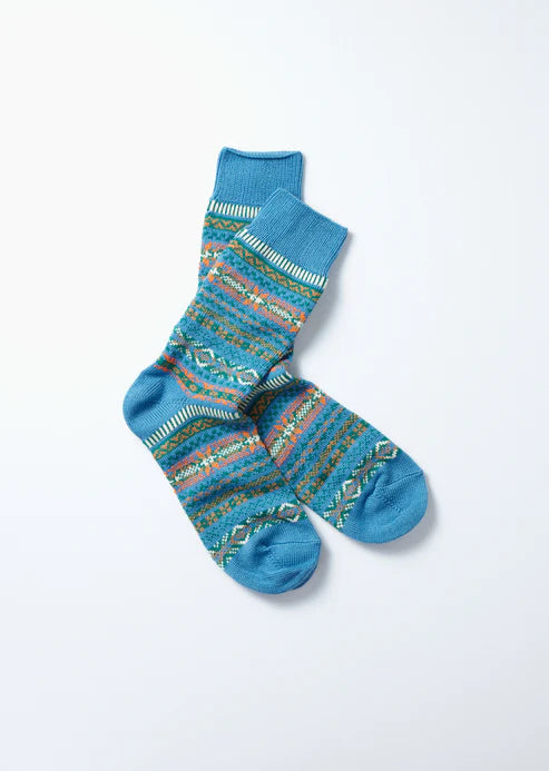 Blue Fair Isle Style sock 