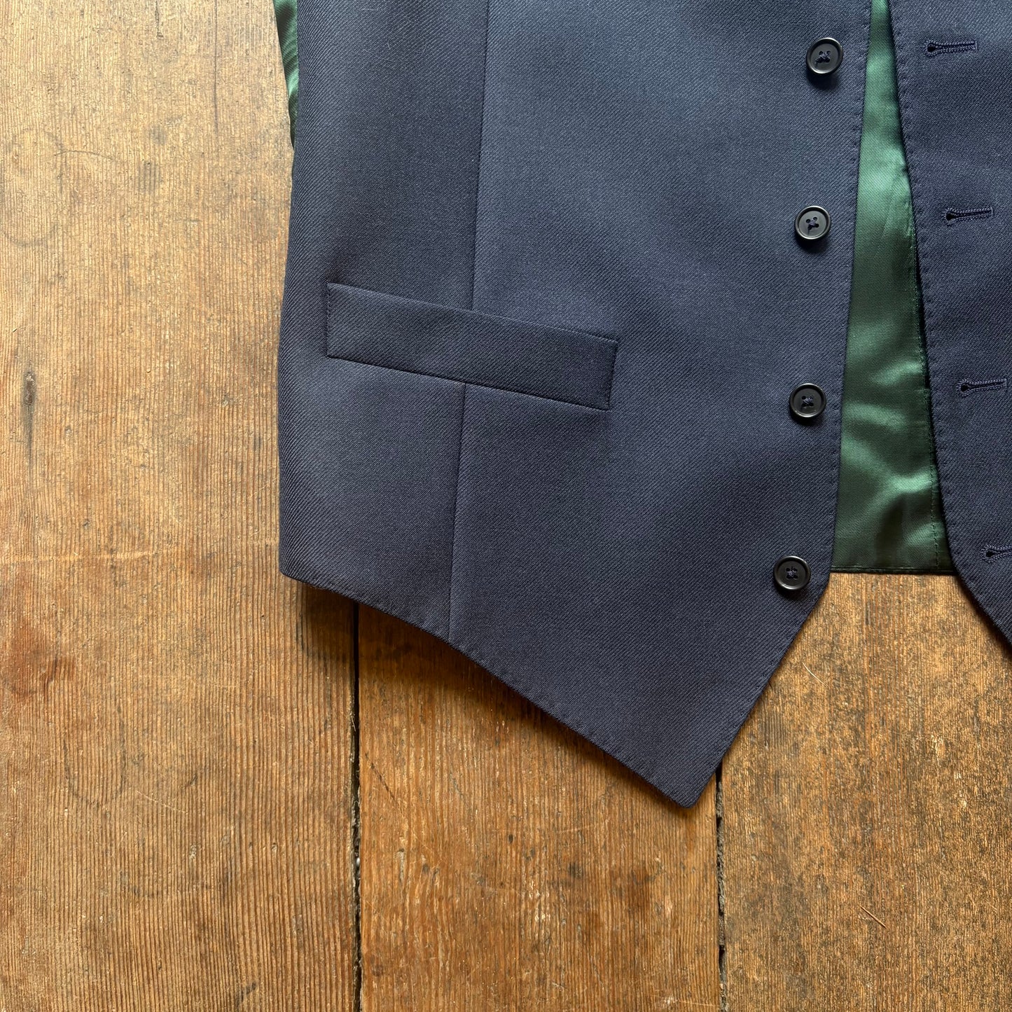 Regent - Lee Waistcoat – Emerald Green/ Navy Wool