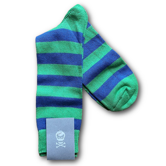 Green and blue stripe socks 