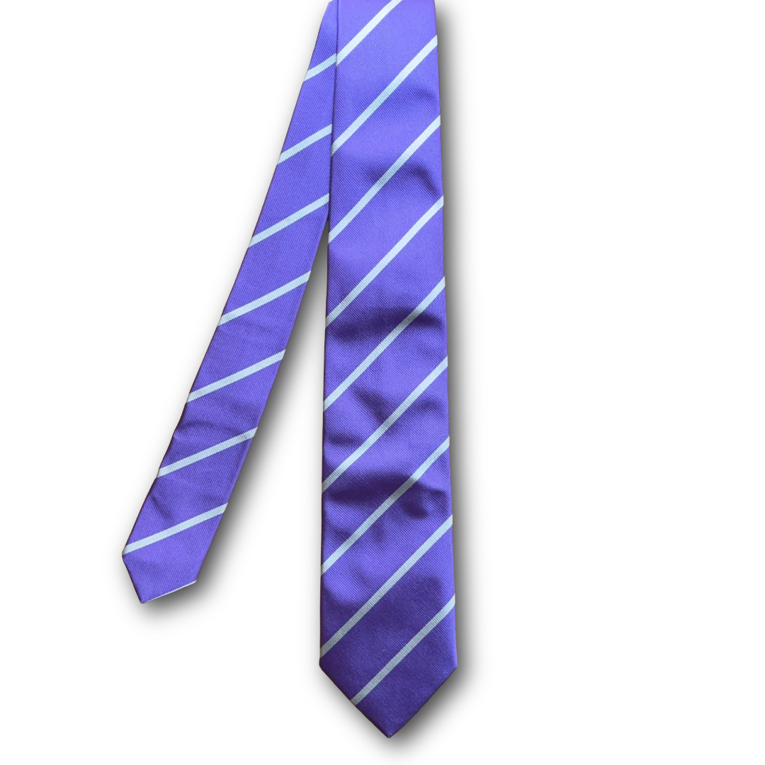 Regent - Woven Silk Tie - Purple with Silver Stripe