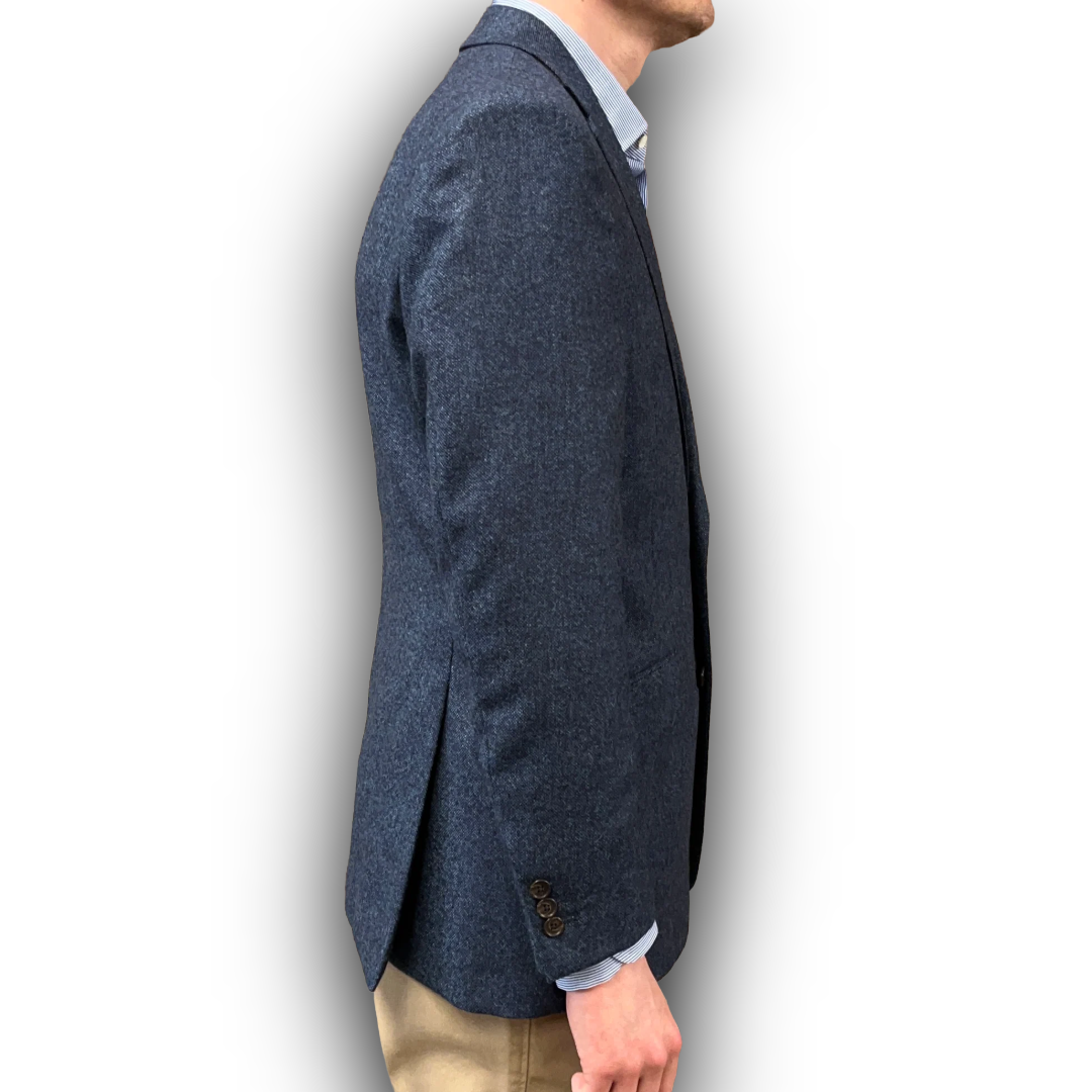 Regent - 'Harvey' Jacket - Navy with Blue Fleck Wool 350g - Abraham Moon