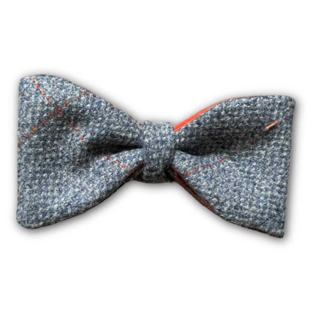 Fixed Bow Tie - Wool - Slate Tweed with Overcheck