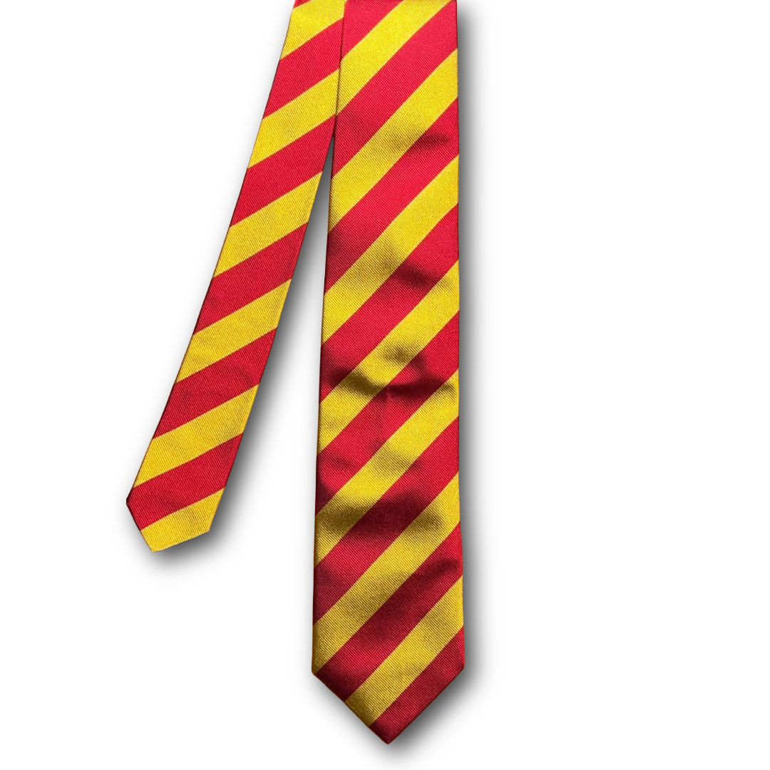 Regent - Woven Silk Tie - Yellow and Red Stripes