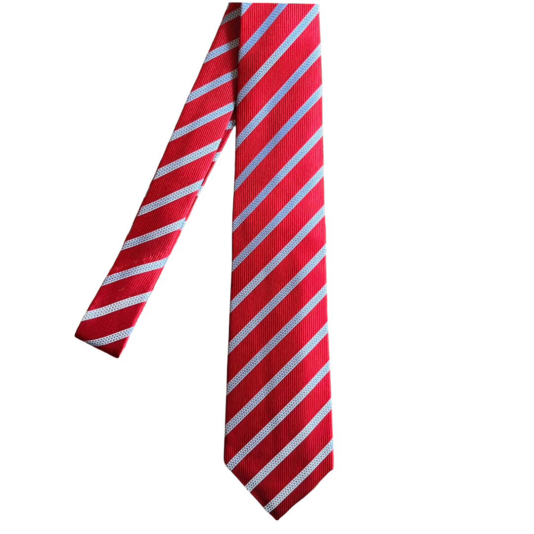 Regent - Ivy League Striped Silk Tie - Red & Blue