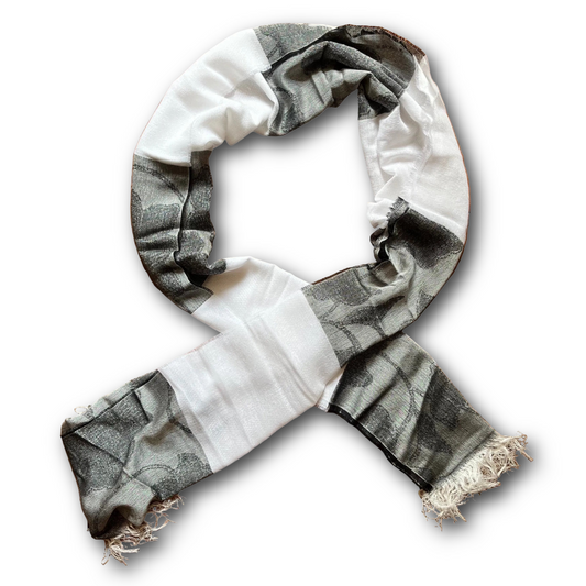 Regent - Lightweight Scarf - Floral Textured - Grey/White