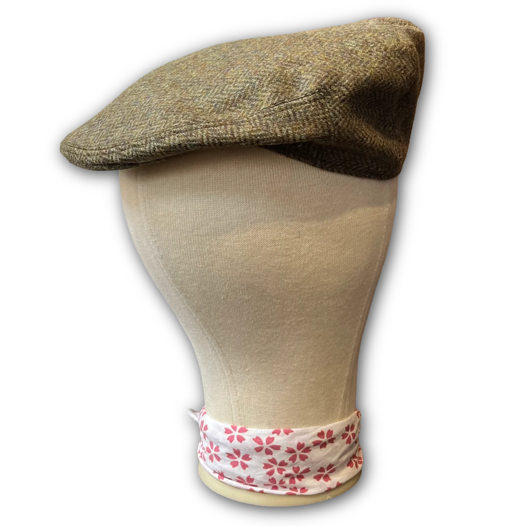Regent - Flat Cap - Khaki Herringbone Tweed