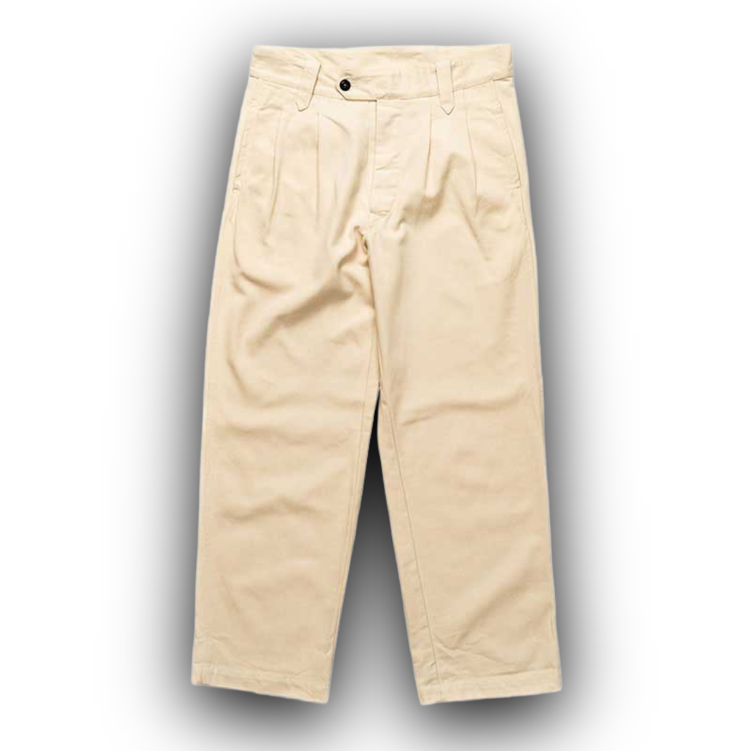 Cream pleated chino 