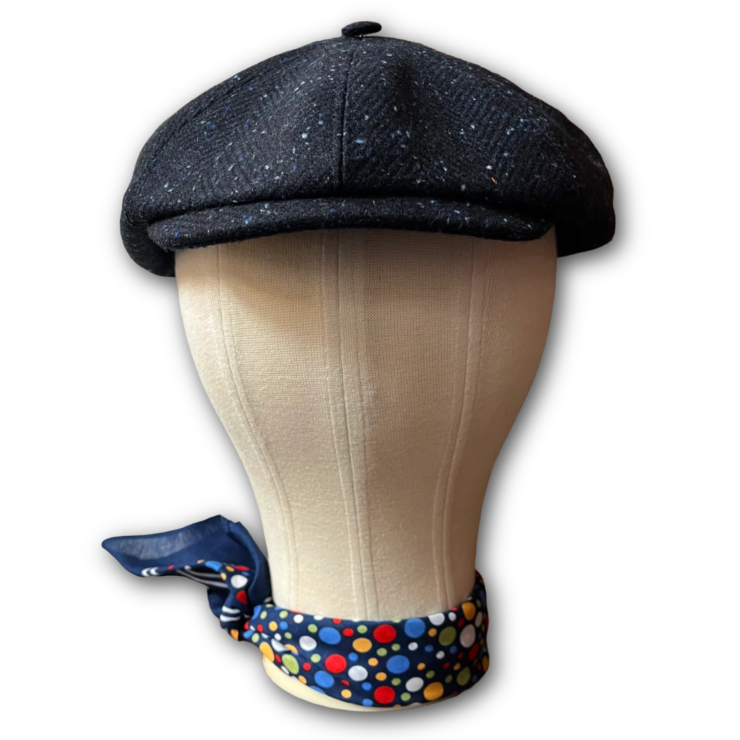 Navy flecked baker boy cap