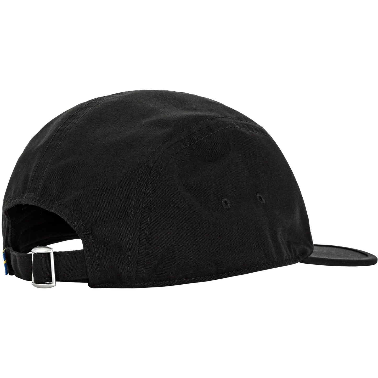 Fjallraven black flat-brimmed cap is made from classic G-1000 with adjustable back/ clasp sold at regent in salisbury