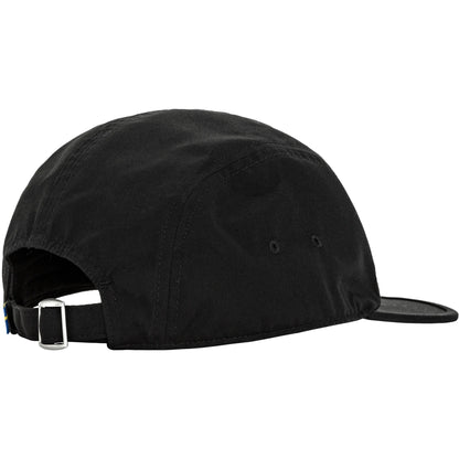 Fjallraven black flat-brimmed cap is made from classic G-1000 with adjustable back/ clasp sold at regent in salisbury