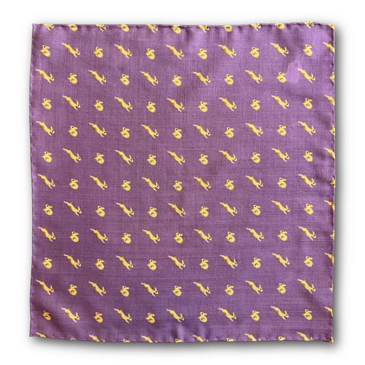 Regent - Wool/Silk Pocket Square - Purple Rabbits