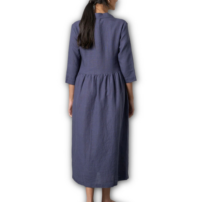 Bibico - Lilly Long Dress - Navy Linen
