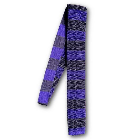 Regent - Knitted Silk Tie - Purple/Raisin Stripes