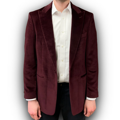 Regent - 'Raymond' Smoking Jacket - Burgundy Red - Velvet 310g