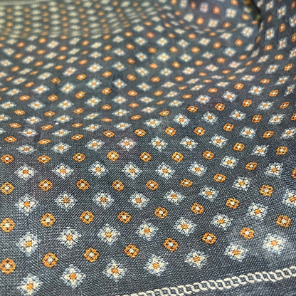 Amanda Christensen - Linen Pocket Square - Blue and Orange Pattern