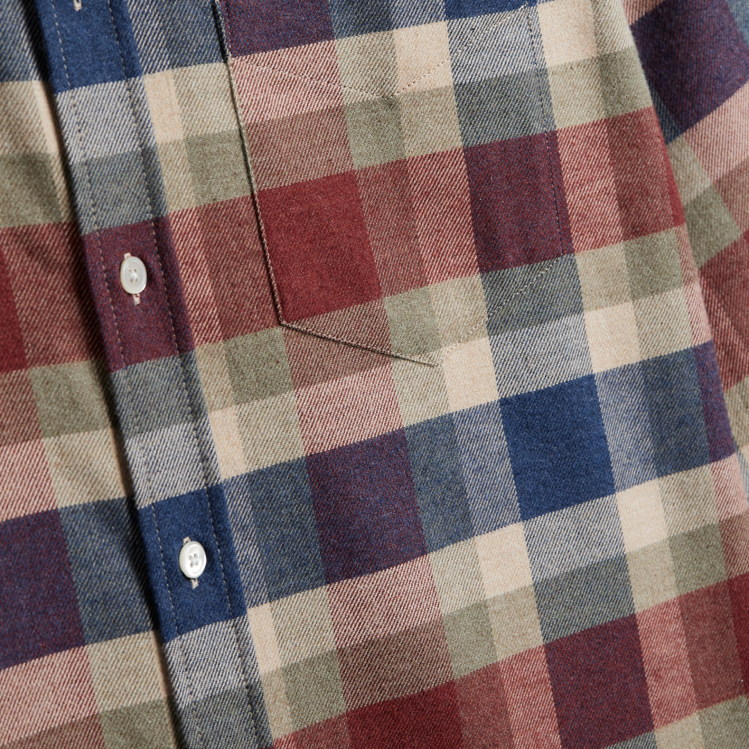 Portuguese Flannel - Girona - Burgundy & Navy Check