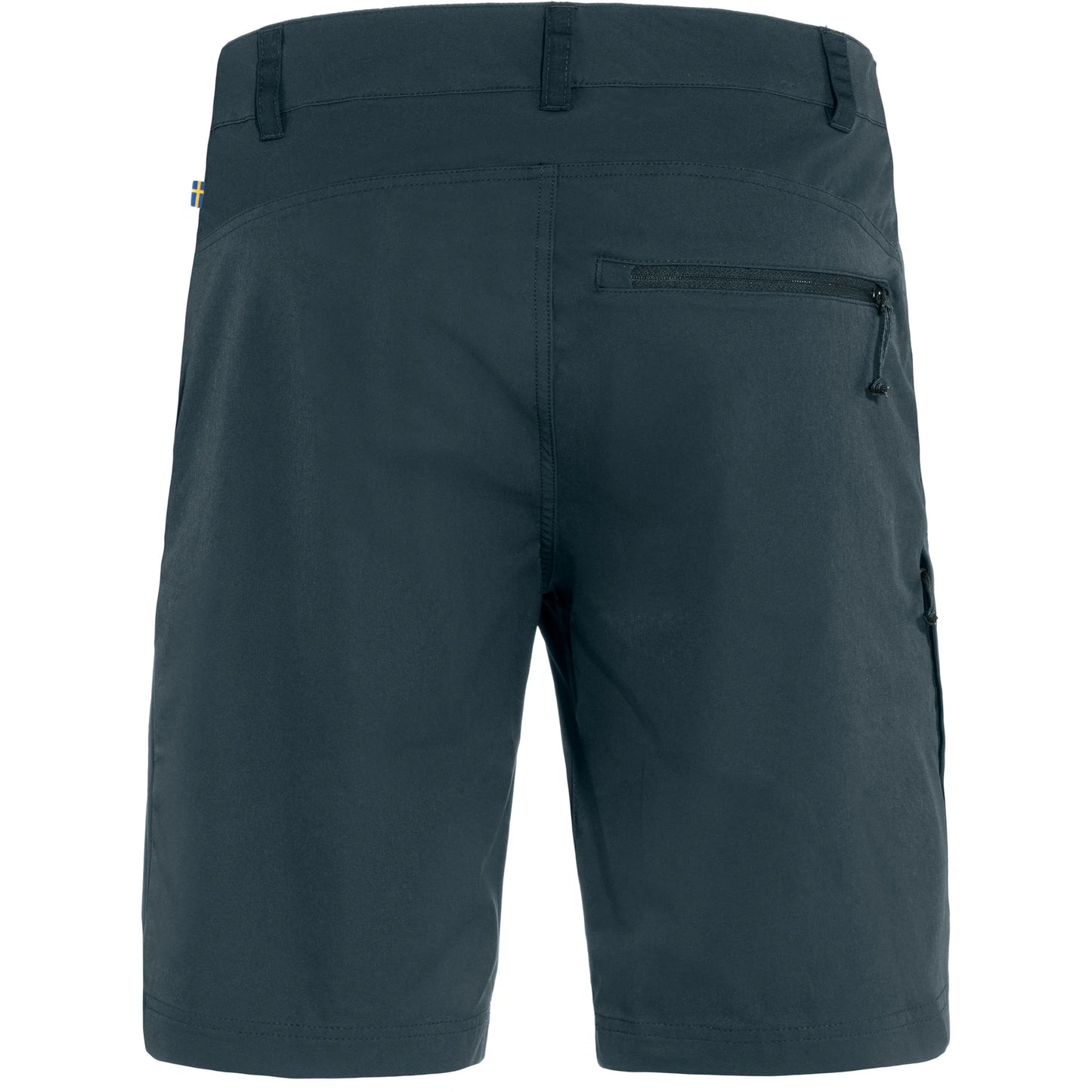 Dark gray shorts with a visible brand logo on a white background