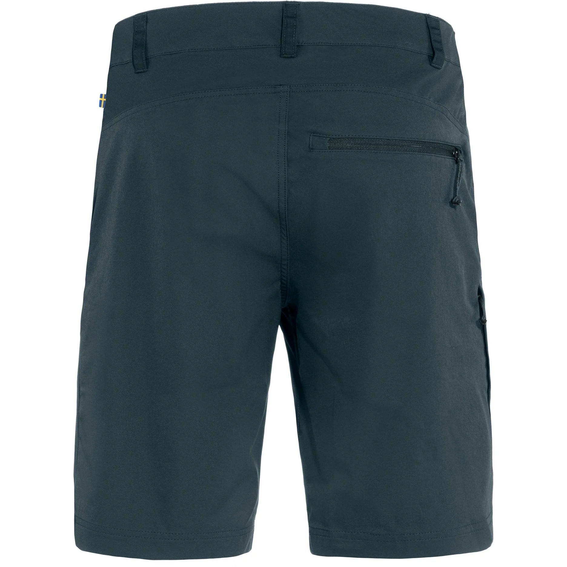 Dark gray shorts with a visible brand logo on a white background