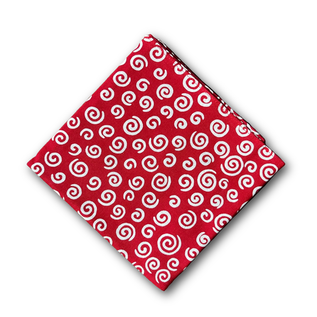 Niwaki - Cotton Handkerchief - Red / Swirls