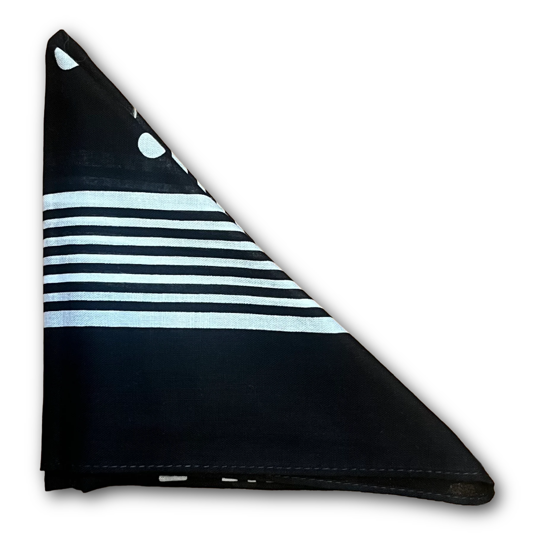 Regent - Cotton Hanky - Bandana - Black with White Spot