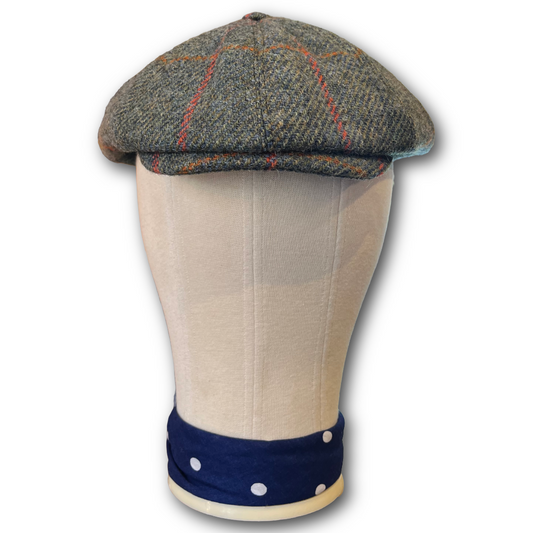 Regent - Baker Boy Cap - Turquoise/Pink Overcheck Tweed