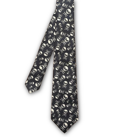 Regent - Woven Silk Tie - Black with Printed Regent Motif