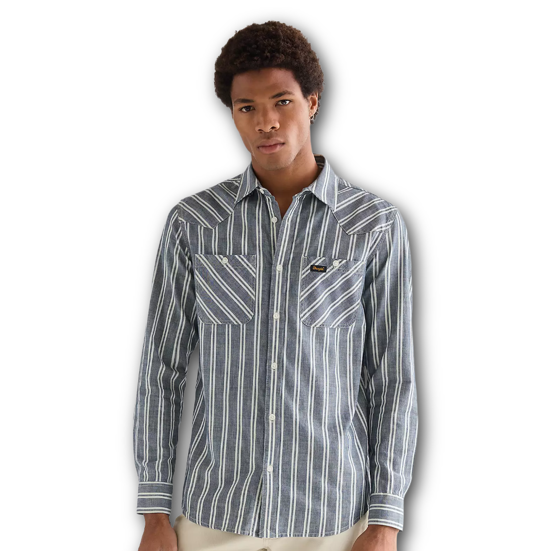 Wrangler - Chambray Shirt - Dark Stripes