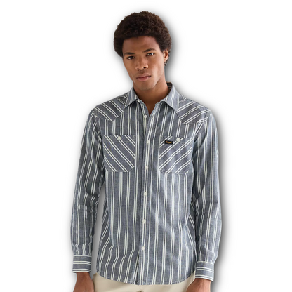 Wrangler - Chambray Shirt - Dark Stripes
