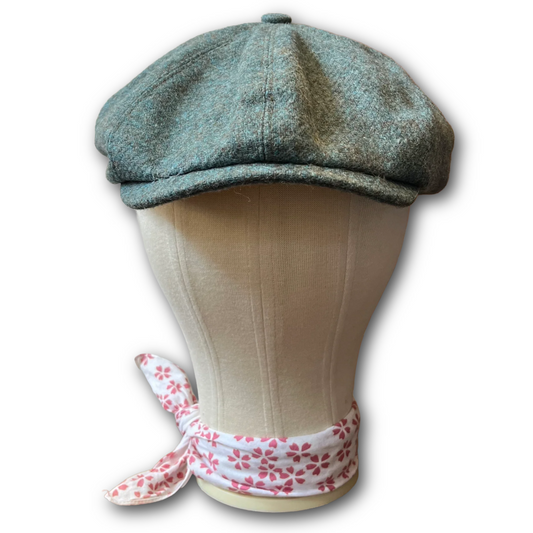 Teal tweed baker boy cap 