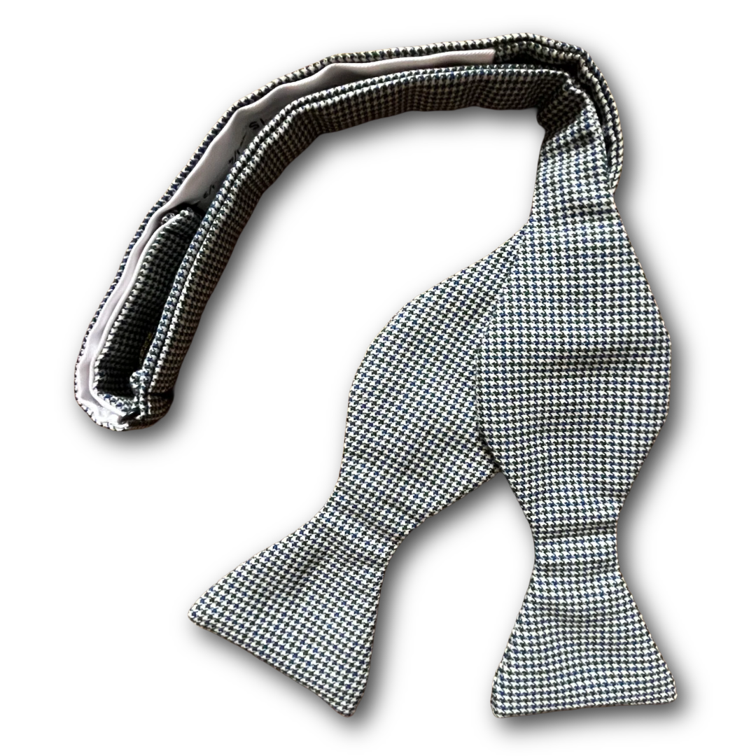 Regent - Wool Bow Tie - Dogtooth - Blue/Green/Cream