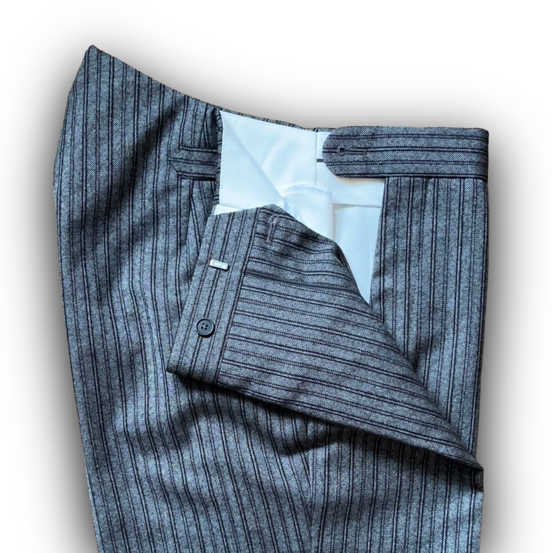 Regent - Morning Suit Trouser - Classic Grey Merino Wool Stripe