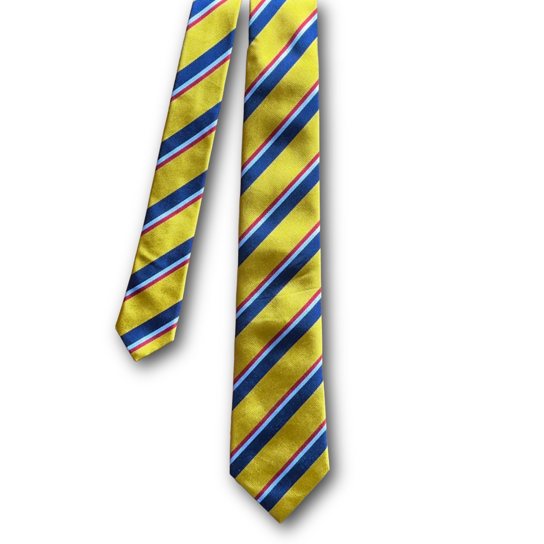 Regent - Woven Silk Tie - Navy with Red, White, and Blue Stripe