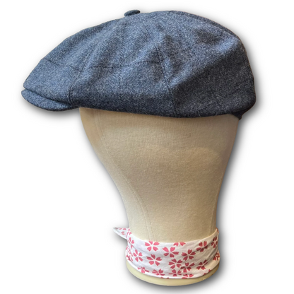 Regent - Baker Boy Cap - Blue Tweed with Overcheck