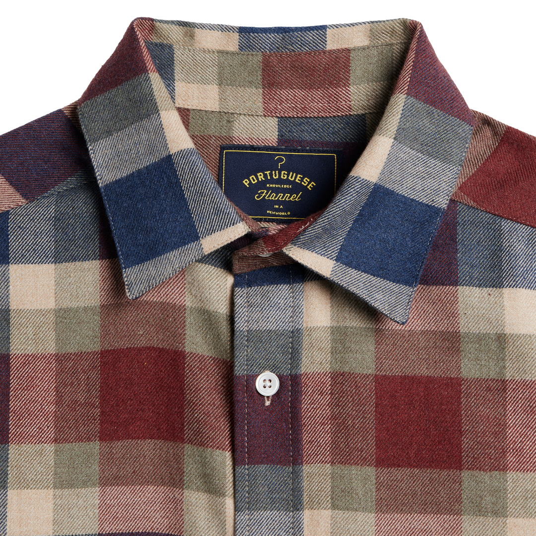 Portuguese Flannel - Girona - Burgundy & Navy Check