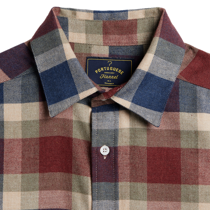 Portuguese Flannel - Girona - Burgundy & Navy Check